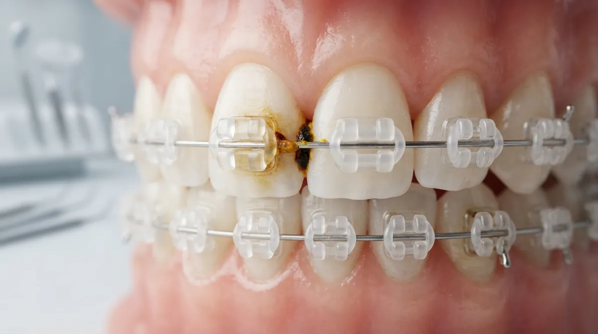 clear braces stained